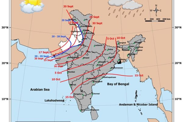 The southwest monsoon has retreated from some parts of Jammu and Kashmir today.