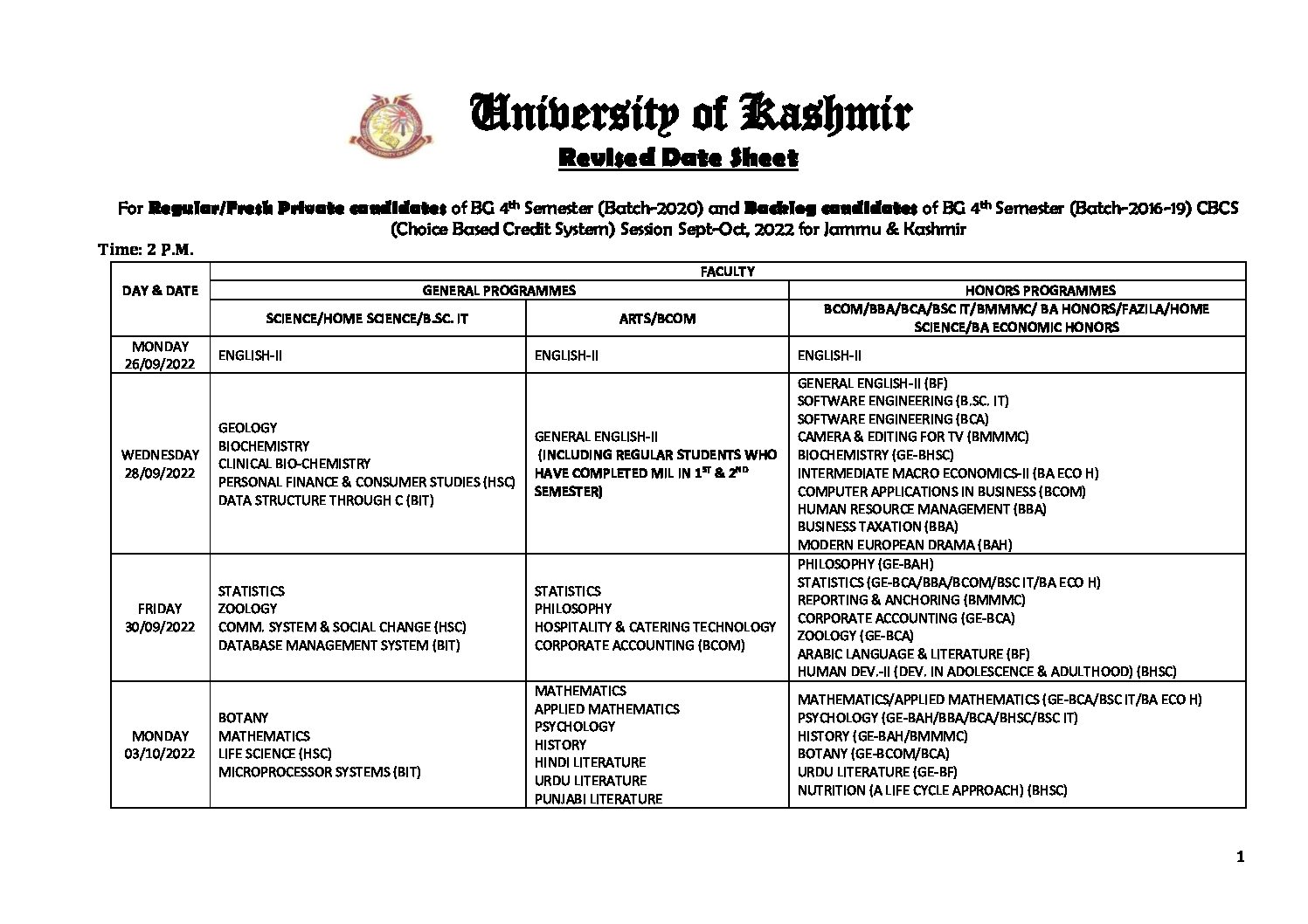 Admit Cards & Datesheet For BG 4th Semester Available Now 👇👇👇👇