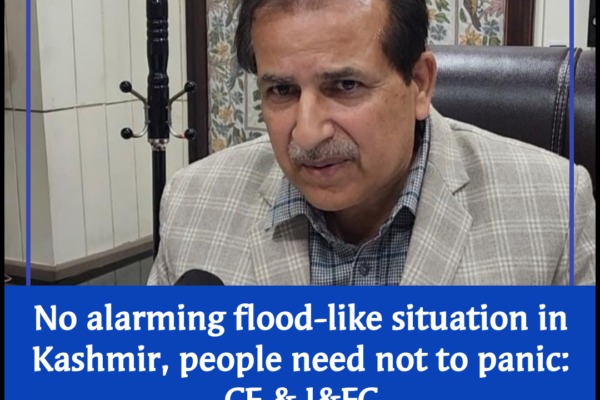 No alarming flood-like situation in Kashmir, people need not to panic: CE & I&FC