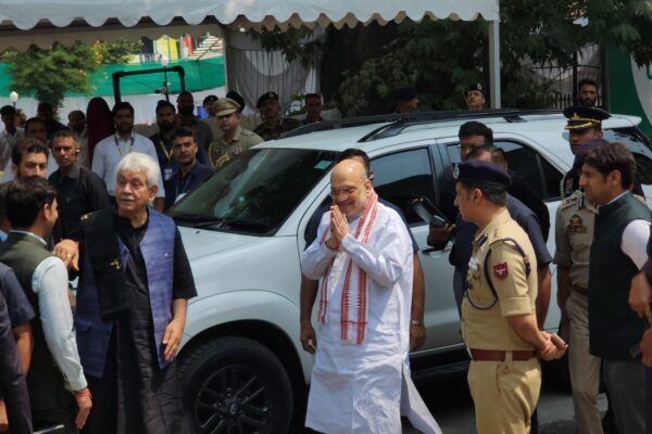 Amit Shah reaches Lal Chowk to lay foundation stone for ‘Balidan Stambh’