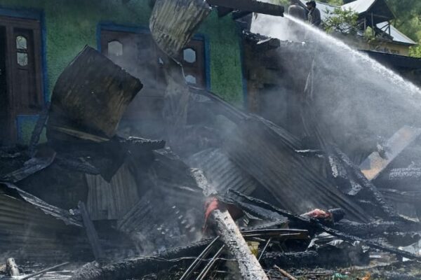 Double Storey Residential house gutted in fire incident at Kangan