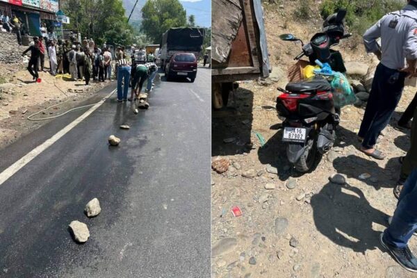 Woman dies, son injured after scooty collides with truck in Ganderbal