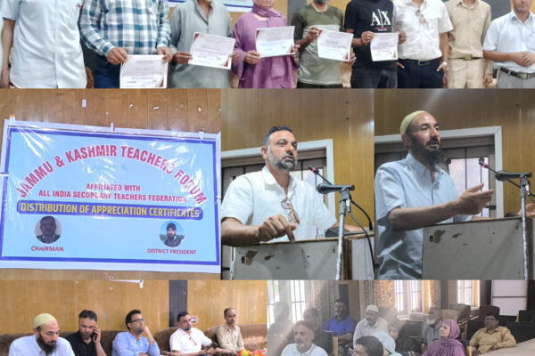 Jammu & Kashmir Teachers Forum Ganderbal Honours Dedicated Employees from Various Departments